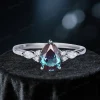 Standalone pear alexandrite engagement ring with sparkling color-shifting gemstone