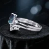 Pear Alexandrite Engagement Ring & Celtic Knot Wedding Band Set - Color Changing June Birthstone Jewelry