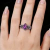 1.25ct Pear-Cut Amethyst Black Gold Twig Vine Engagement Ring Set, nature-inspired design, worn on hand