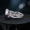 Side profile showcasing the substantial width of the sterling silver band, the raised cathedral setting of the Opal, and the detailed leaf texture wrapping around the side of the ring shank with embedded Amethyst stones.