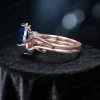 Side Profile of 1.25ct Blue Sapphire Leaf Ring Set - Showing Branch Detail & Band Thickness