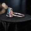 Side profile of vintage gemstone promise ring showing the 14k rose gold band thickness and alexandrite stone height.