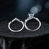 Overhead close-up looking directly down at the ring set, emphasizing the sturdy thickness of the silver band and the smooth interior finish designed for comfortable daily wear.