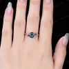 1ct London Blue Topaz & Blue Sapphire Ring on Hand - Real Life Wear Rose Gold Dual Gemstone Engagement Ring Finger Close-Up