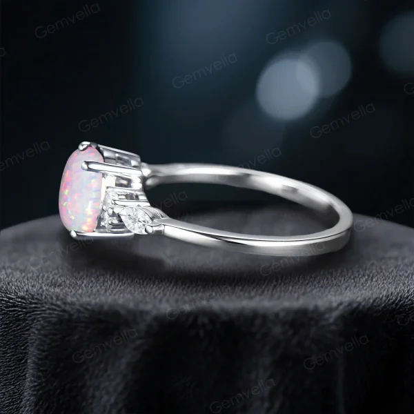 Side Profile of Handmade Celestial Opal & Moissanite Ring Band